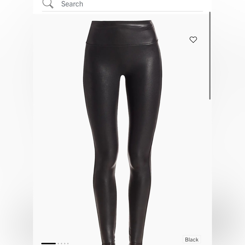 SPANX Black High-Waist Faux Leather Leggings M